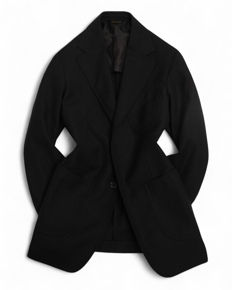 Black Wool Hopsack Sports Jacket