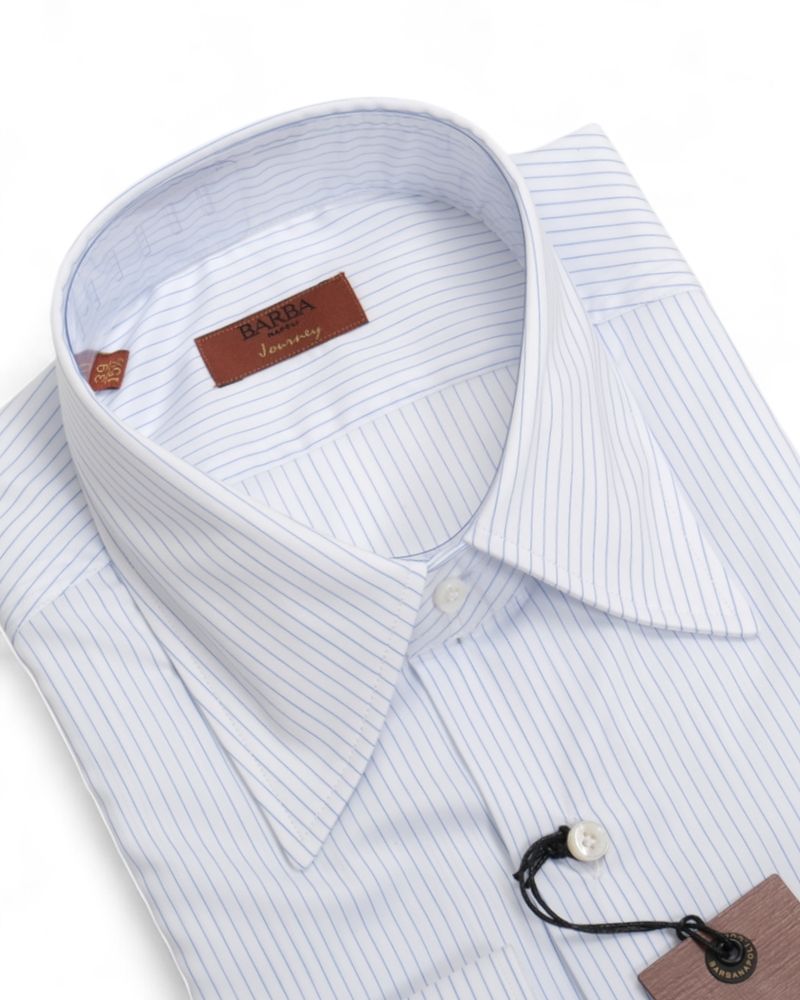 White/Blue Hairline Striped Twill Shirt