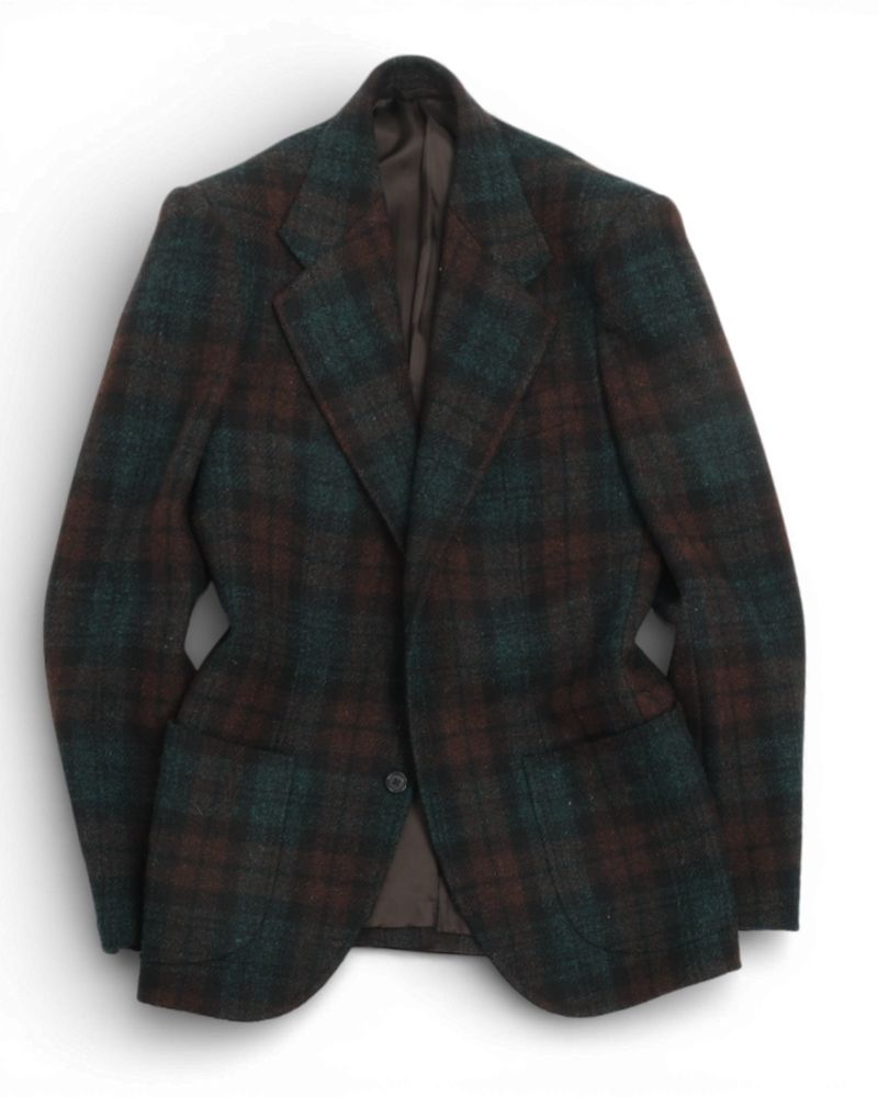 Pine & Dark Bordeaux Plaid Check Tweed Sports Jacket