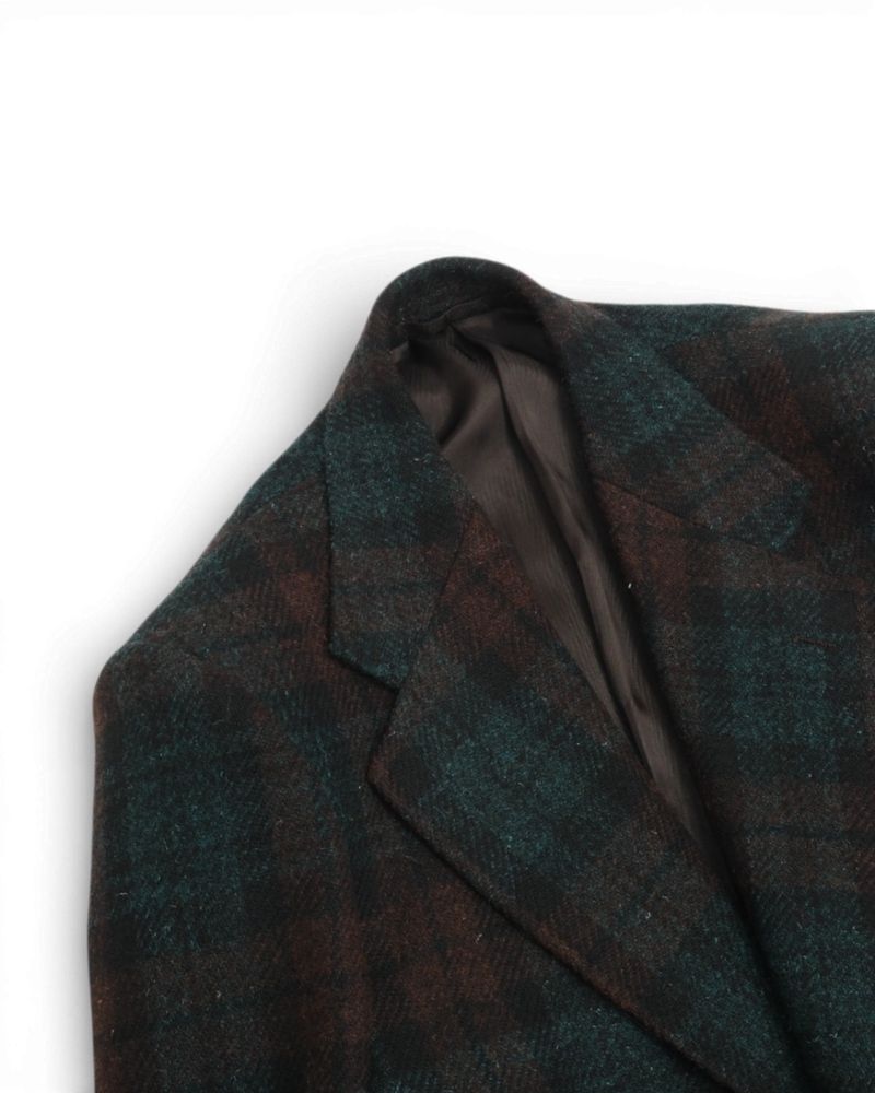 Pine & Dark Bordeaux Plaid Check Tweed Sports Jacket