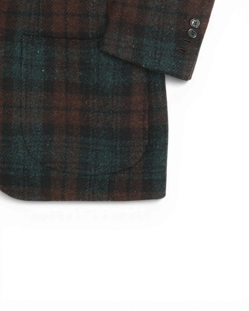 Pine & Dark Bordeaux Plaid Check Tweed Sports Jacket
