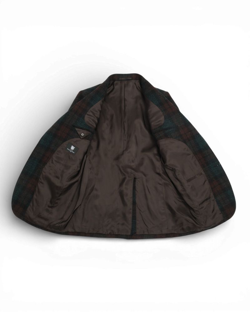 Pine & Dark Bordeaux Plaid Check Tweed Sports Jacket