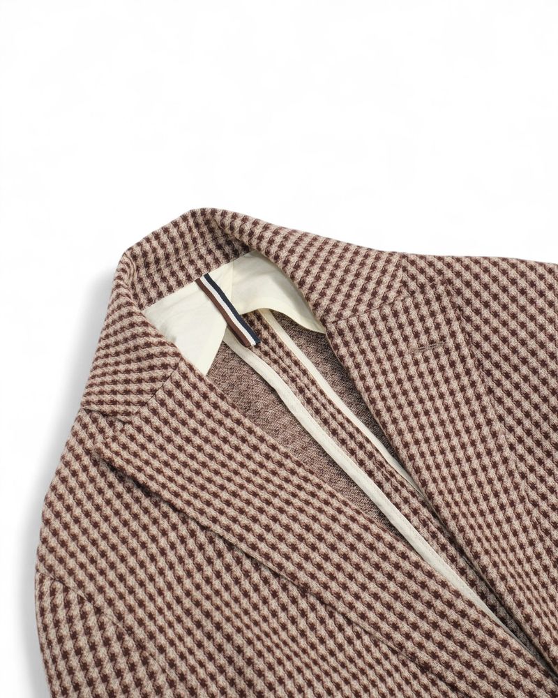 Beige Herringbone Cotton Sports Jacket
