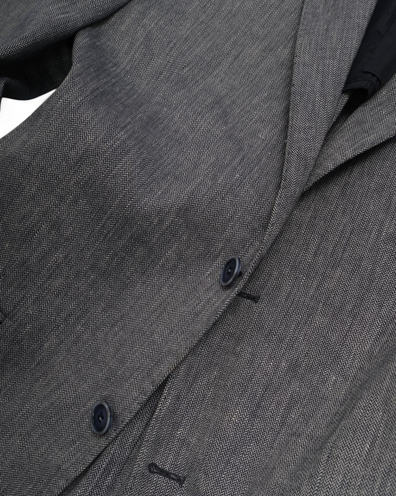 Grey Linen & Cotton Herringbone Sports Jacket