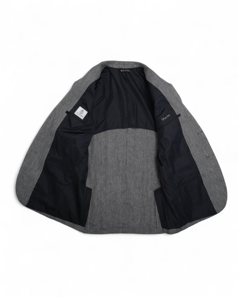 Grey Linen & Cotton Herringbone Sports Jacket