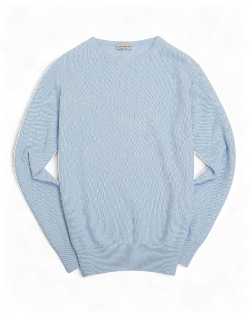 Ice Blue Honeycomb Cotton Sweater