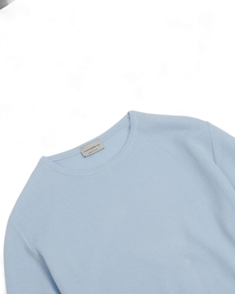Ice Blue Honeycomb Cotton Sweater