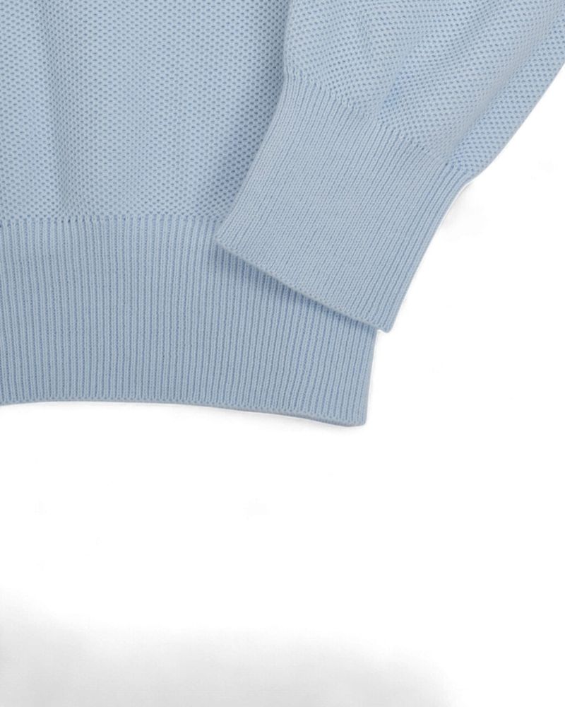Ice Blue Honeycomb Cotton Sweater
