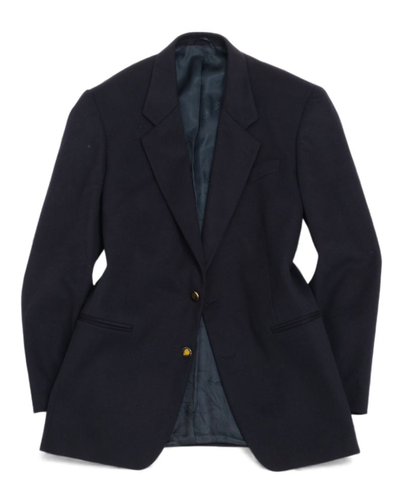 Navy Wool & Cashmere Flannel Blazer