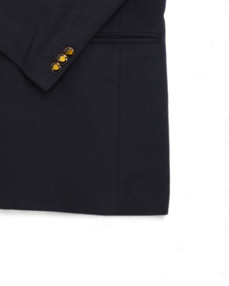 Navy Wool & Cashmere Flannel Blazer