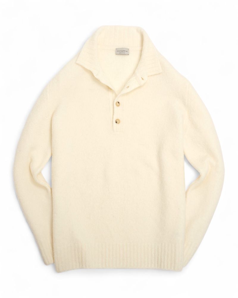 Ivory Wool Blend Chunky Polo