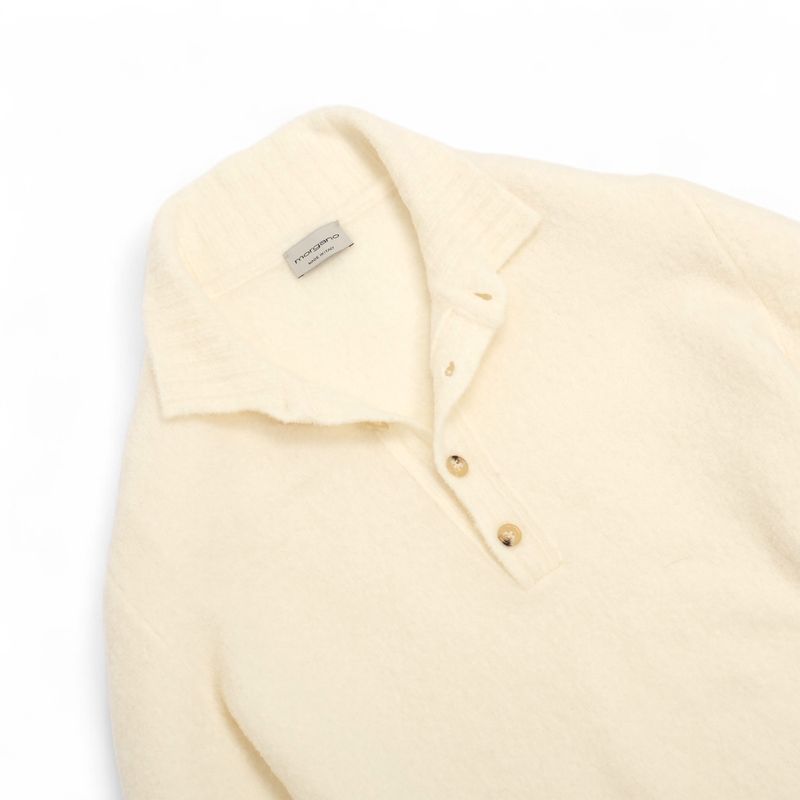 Ivory Wool Blend Chunky Polo