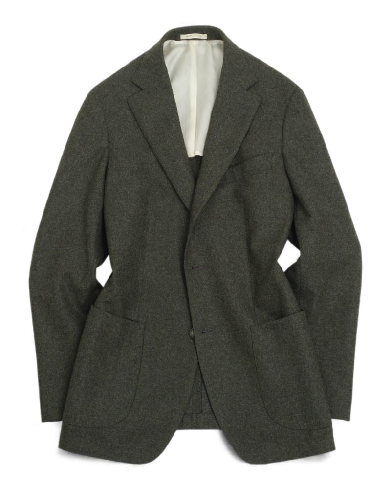 Deep Forrest Green Circular Flannel Wool Sports Jacket