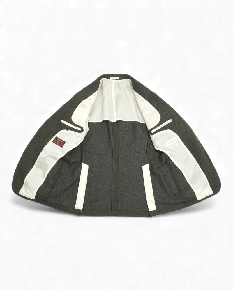 Deep Forrest Green Circular Flannel Wool Sports Jacket