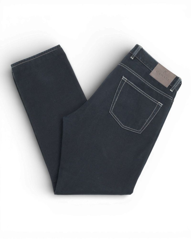 Dark Navy 5-Pocket Twill Trousers