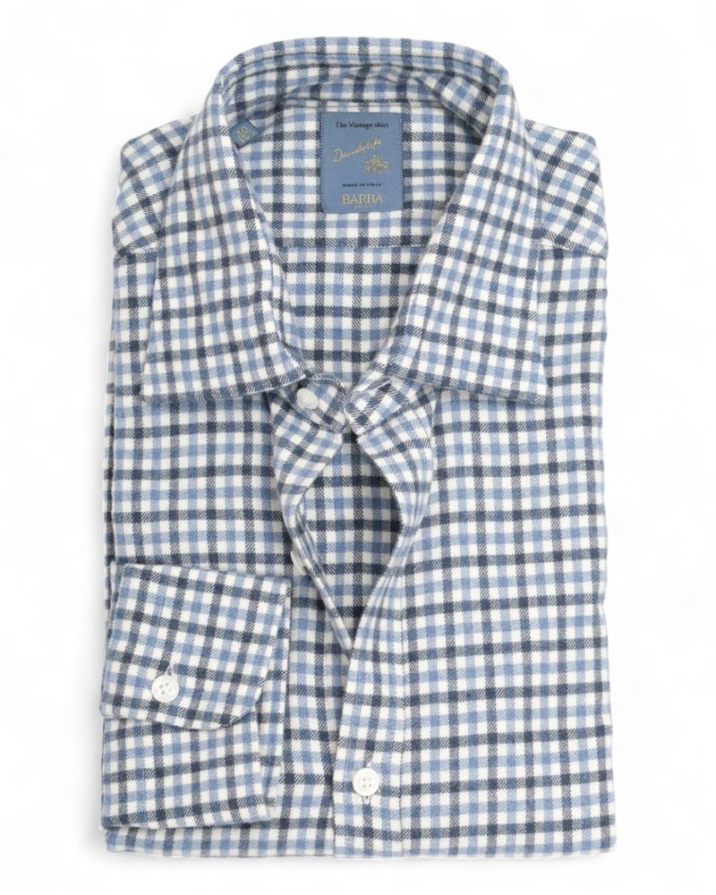 Blue/White/Navy Gingham Checked Flannel Shirt