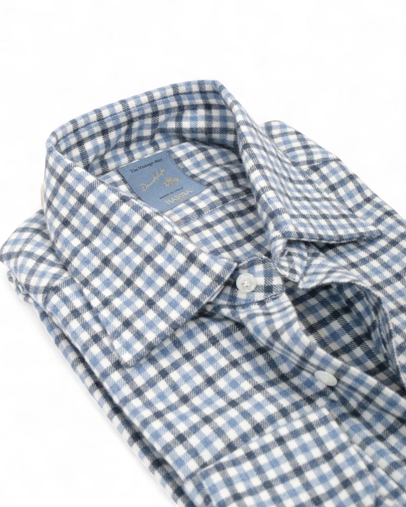 Blue/White/Navy Gingham Checked Flannel Shirt