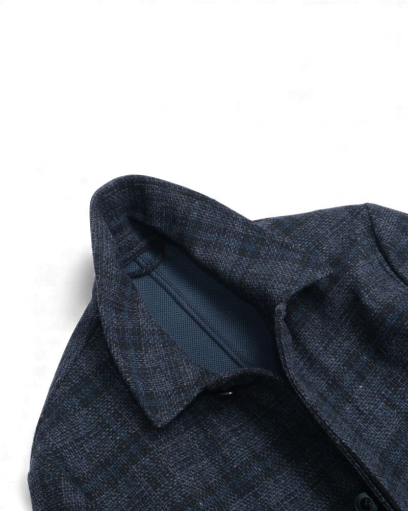Navy & Blue Glen Check Unlined Car Coat