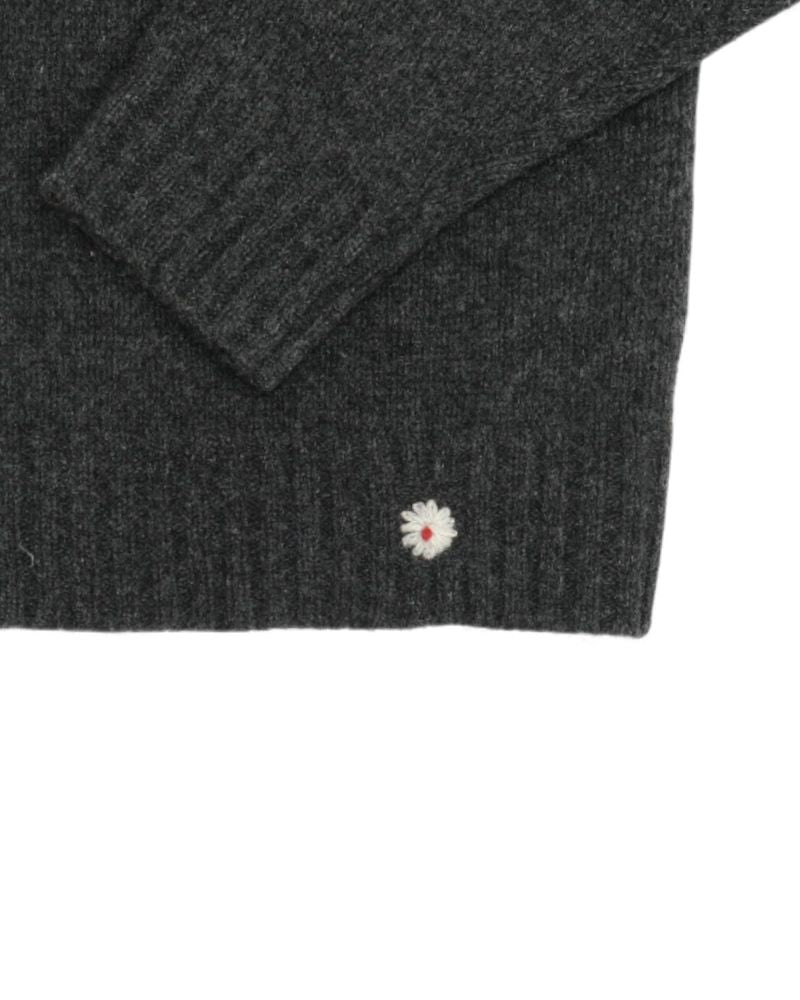 Dark Grey Holiday Half Zip Wool Sweater