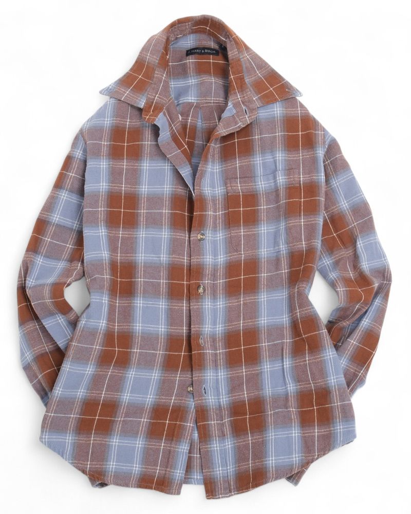 Brown & Blue Check Flannel BD.Shirt