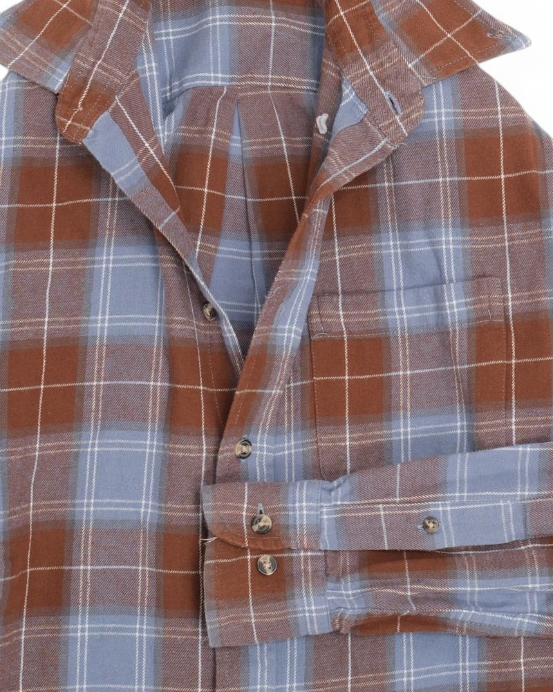 Brown & Blue Check Flannel BD.Shirt