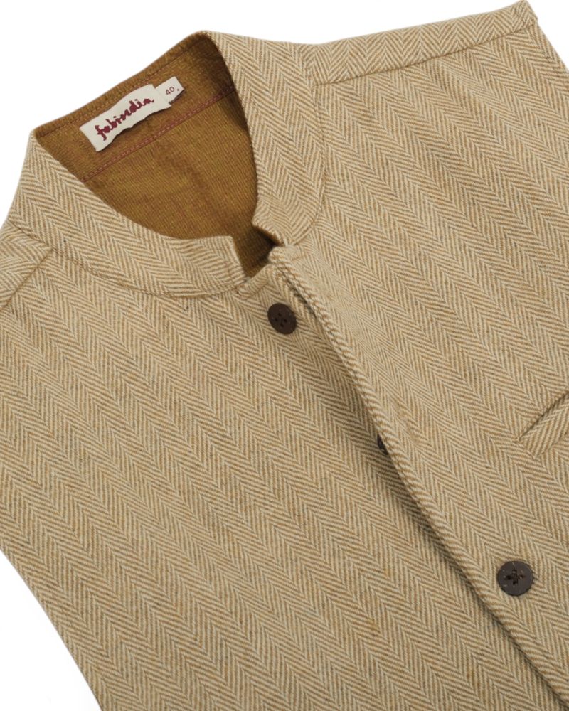 Beige Herringbone Flannel Vest