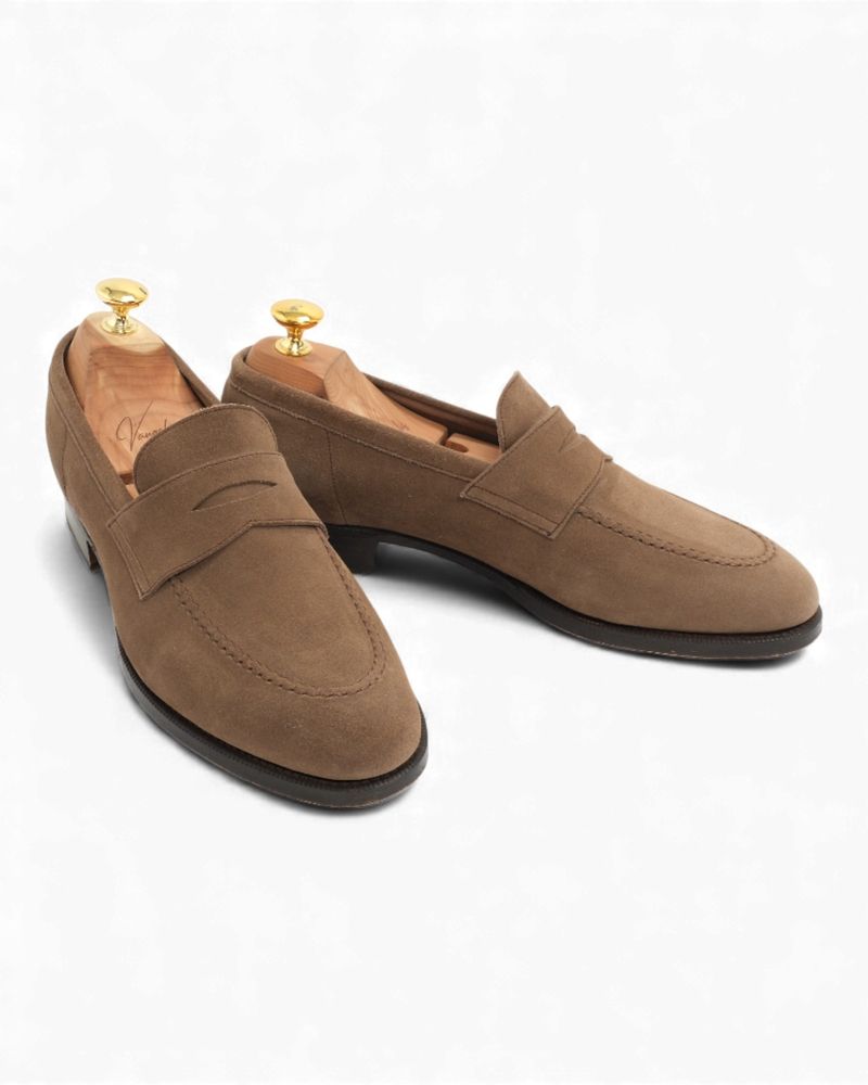 Taupe Suede Unlined Penny Loafers