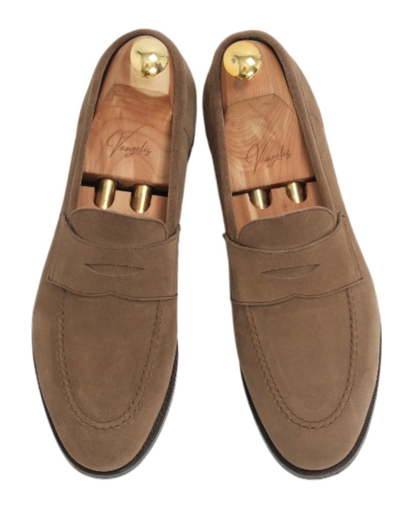 Taupe Suede Unlined Penny Loafers