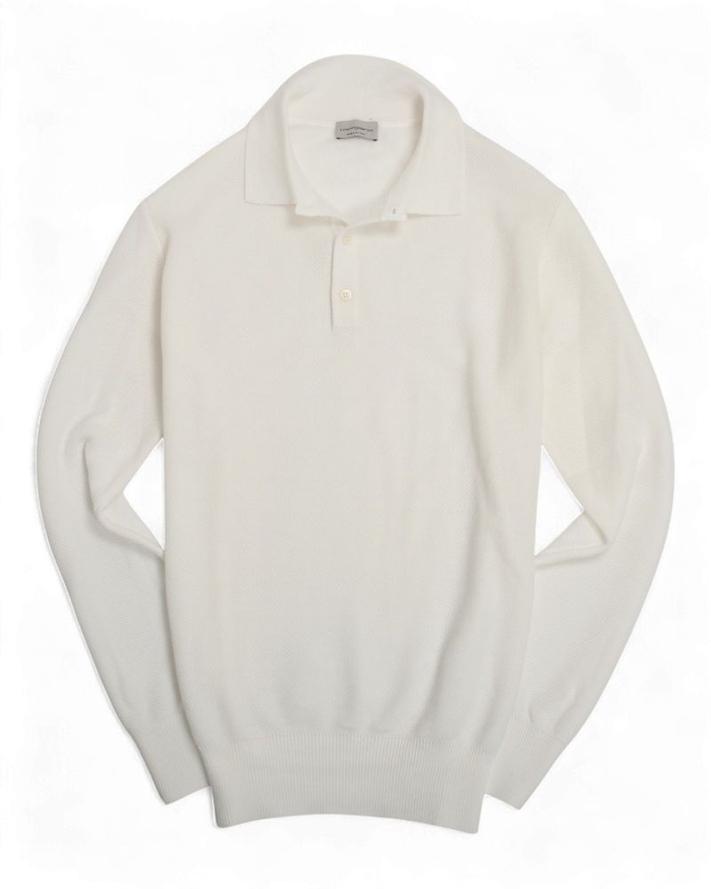 White Honeycomb Cotton Polo