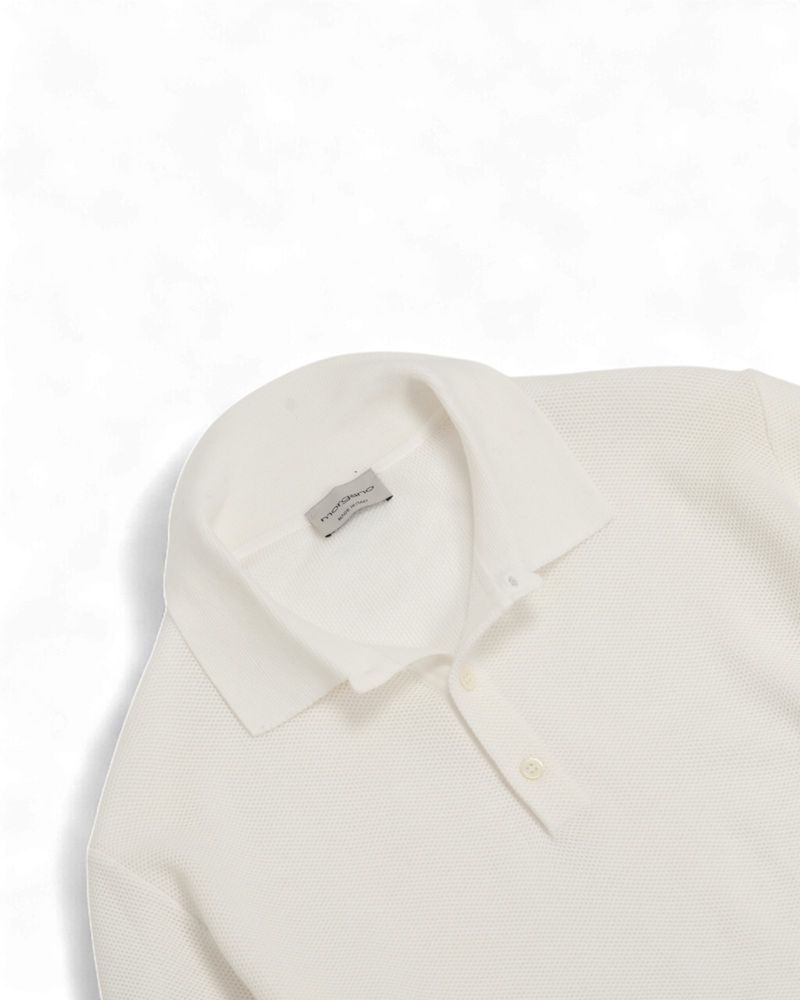 White Honeycomb Cotton Polo