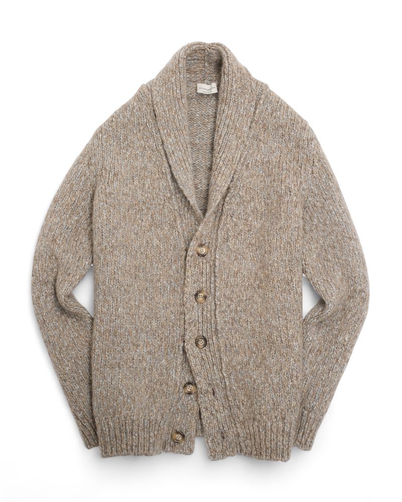 Beige & Grey Alpaca Shawl Cardigan