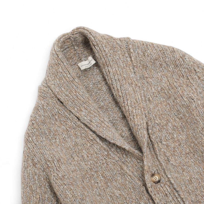 Beige & Grey Alpaca Shawl Cardigan