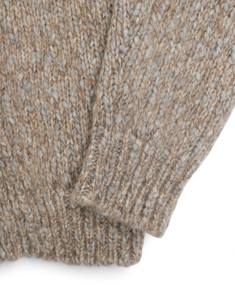 Beige & Grey Alpaca Shawl Cardigan