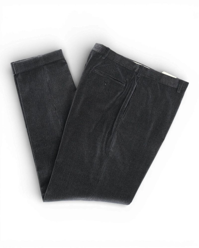 Faded Black Cord High-Rise Trousers