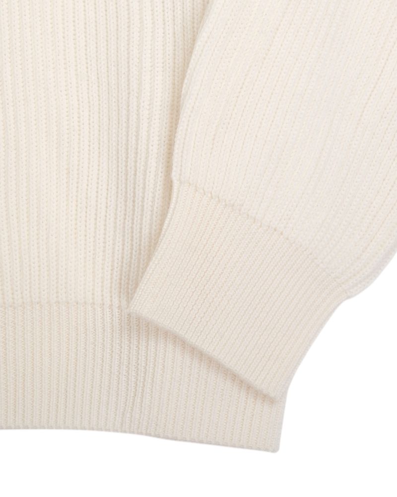 Off-White Virgin Merino Ribbed Raglan Crewneck