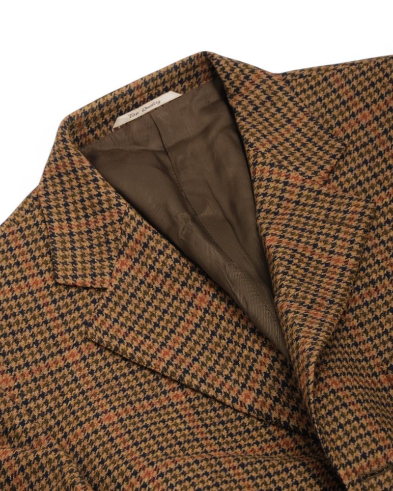 Brown Checked Houndstooth Virgin Wool Sports Jacket