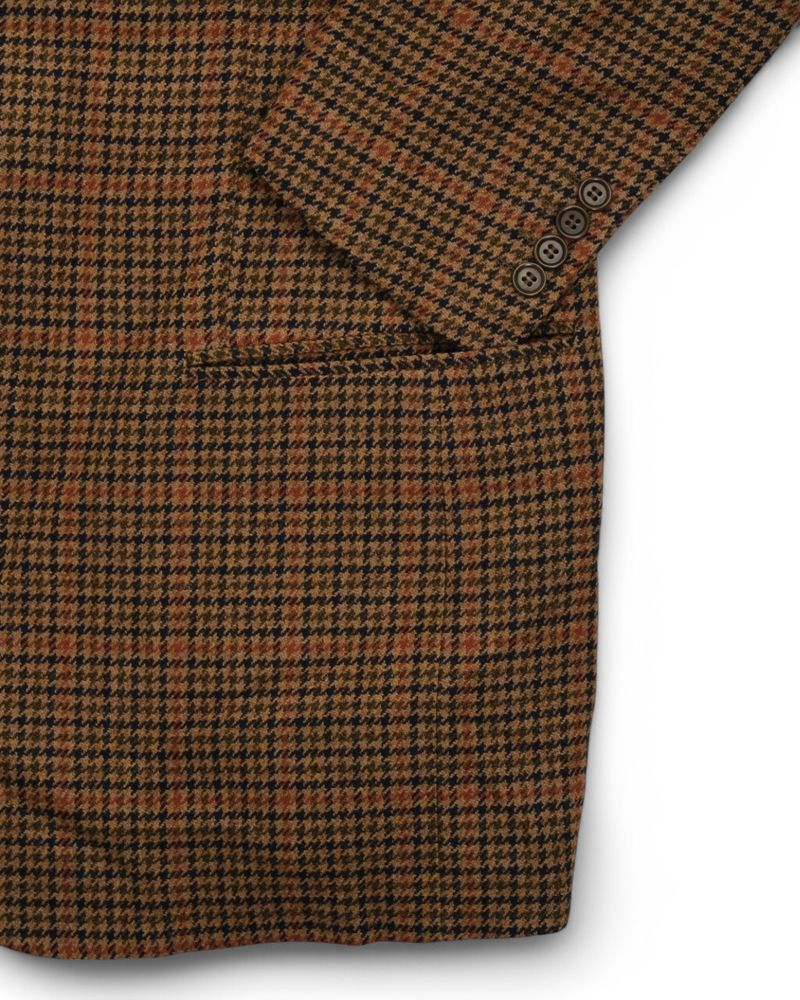 Brown Checked Houndstooth Virgin Wool Sports Jacket