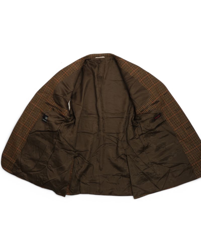 Brown Checked Houndstooth Virgin Wool Sports Jacket