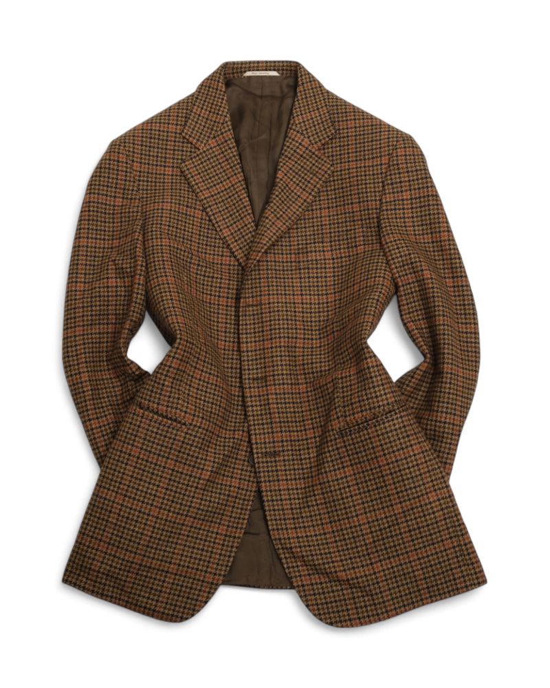 Brown Checked Houndstooth Virgin Wool Sports Jacket