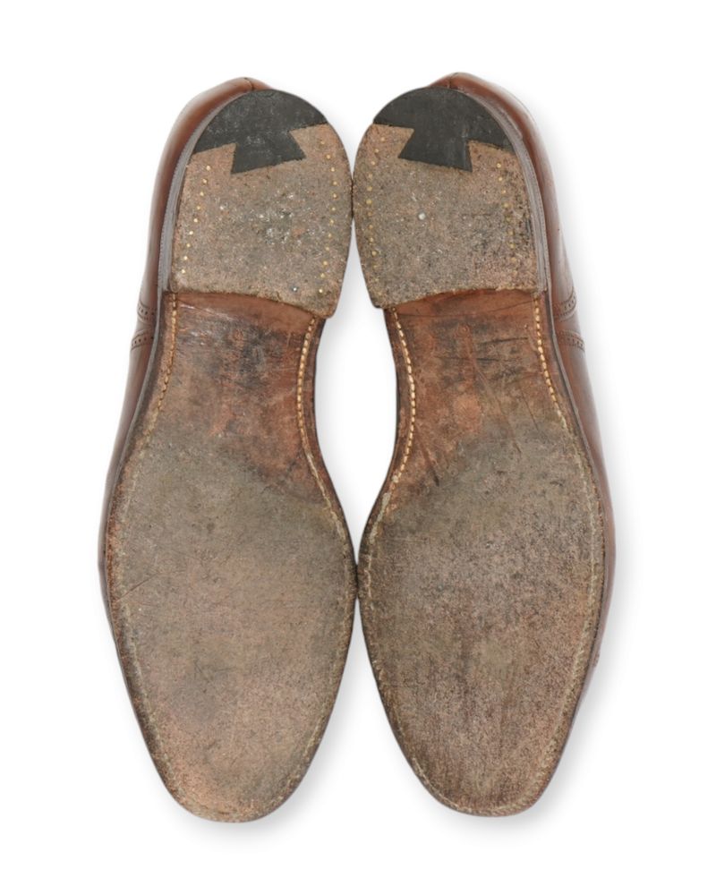 Brown Leather Semi Brogue Cap Toe Oxfords