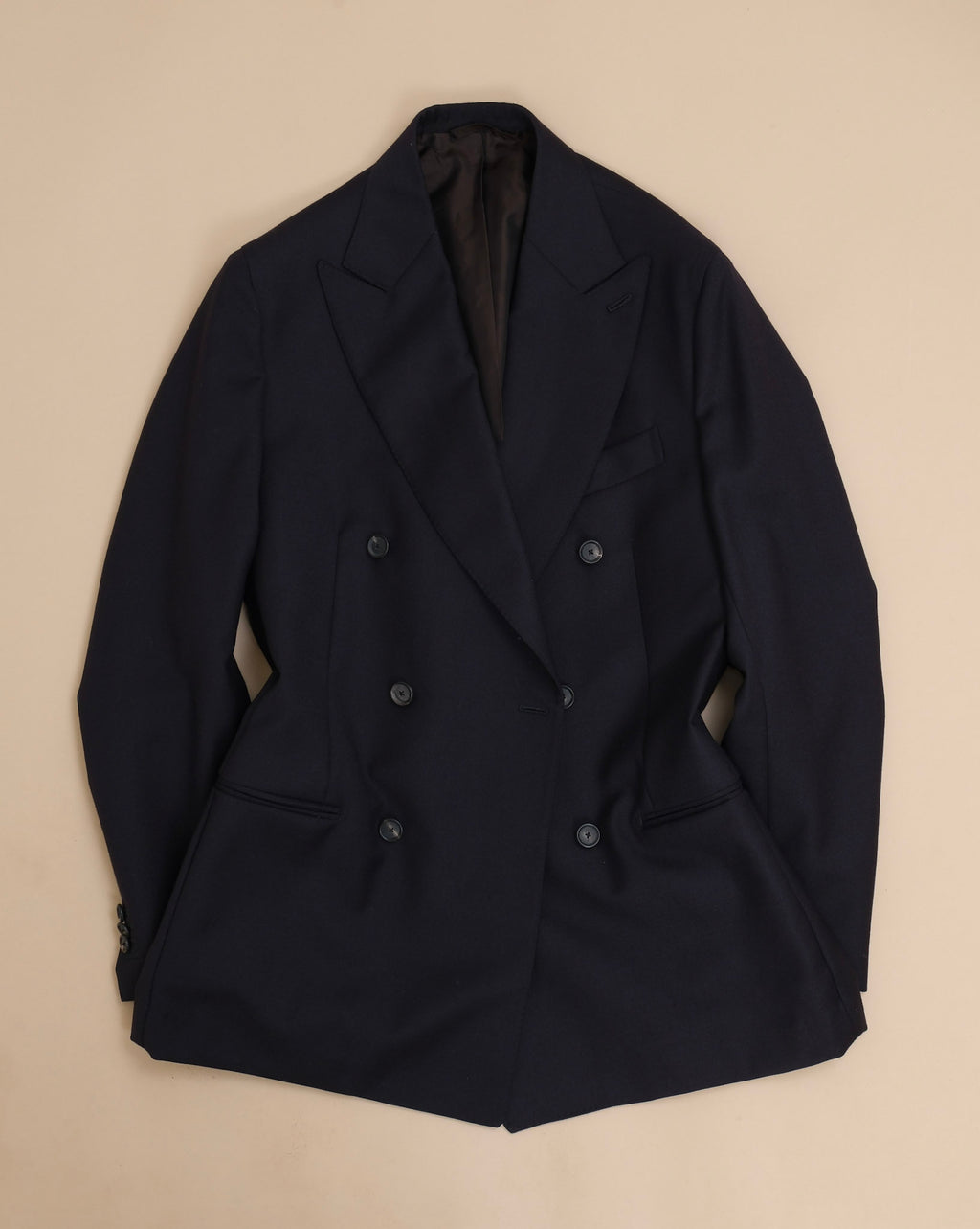 Navy Virgin Wool Hopsack DB. Suit by De Petrillo