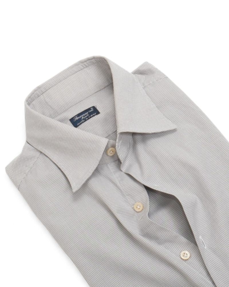 Grey Mini-Checked Poplin Shirt
