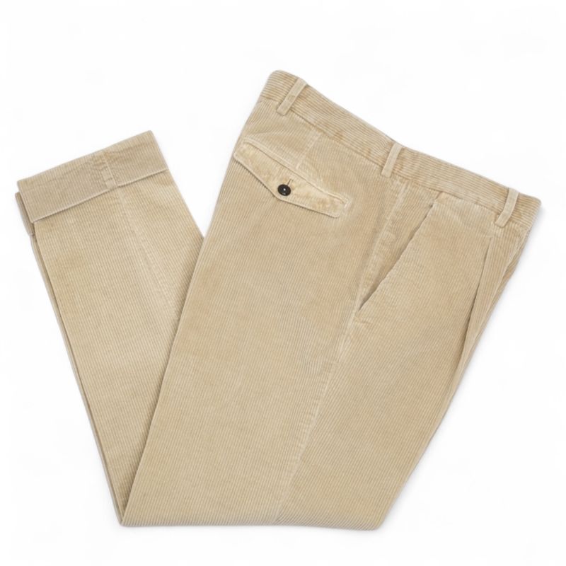 Beige Corduroy Stretch Trousers