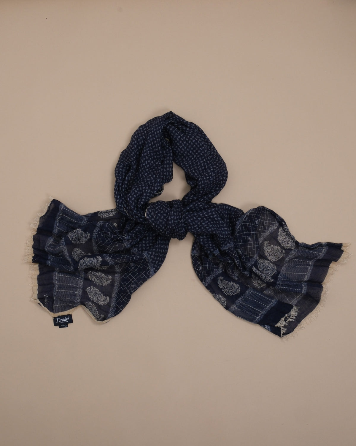 Navy Modal/Linen/Silk Navy Motif Scarf