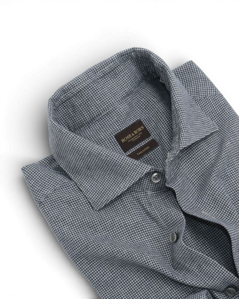 Grey & Charcoal Puppytooth Flannel Shirt