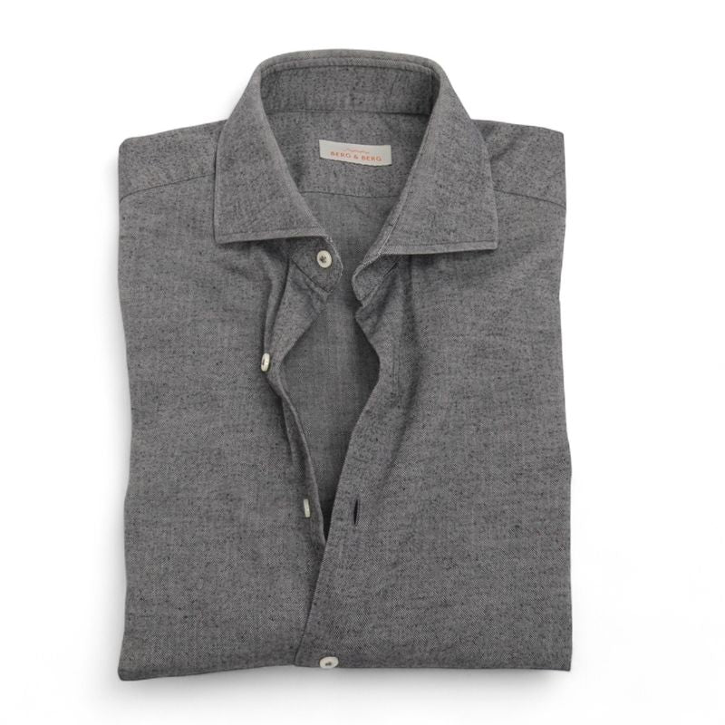 Grey Herringbone Flannel Shirt