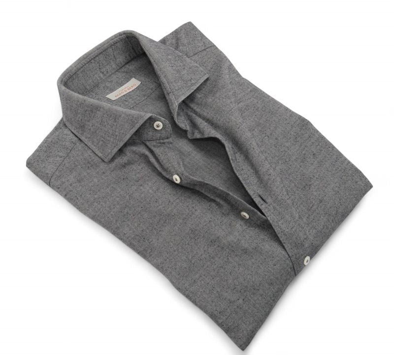 Grey Herringbone Flannel Shirt