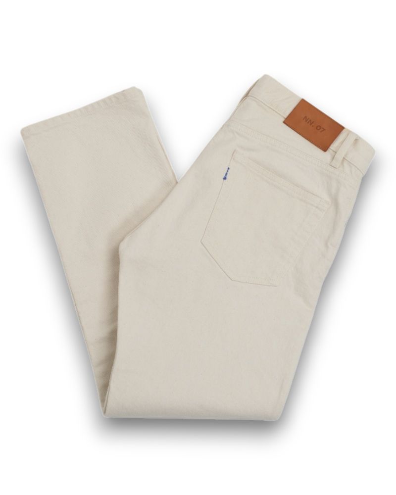 Ecru High-Rise 5-Pocket Jeans