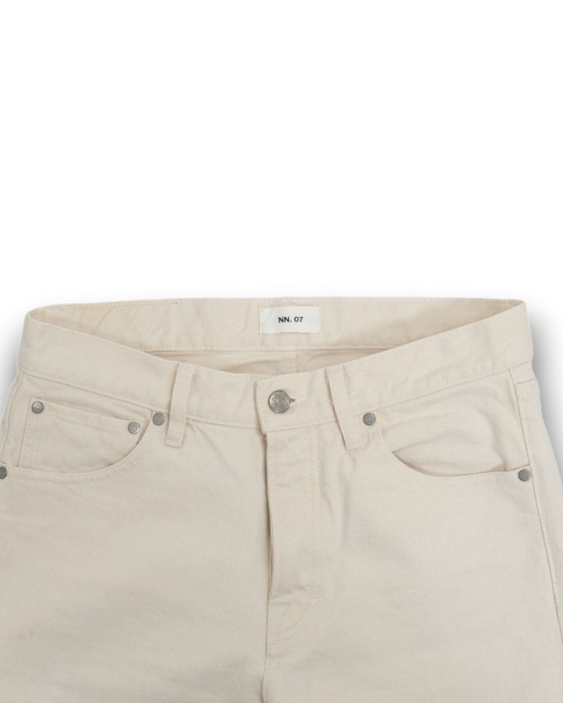 Ecru High-Rise 5-Pocket Jeans