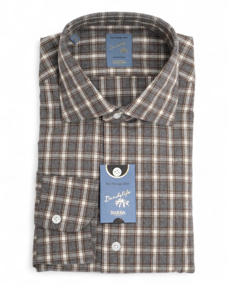 Dark Grey/White Checked Flannel Shirt